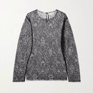 492. VERONICA DE PIANTE Isabel Black Lace Top $995 Like New IT Sz 42